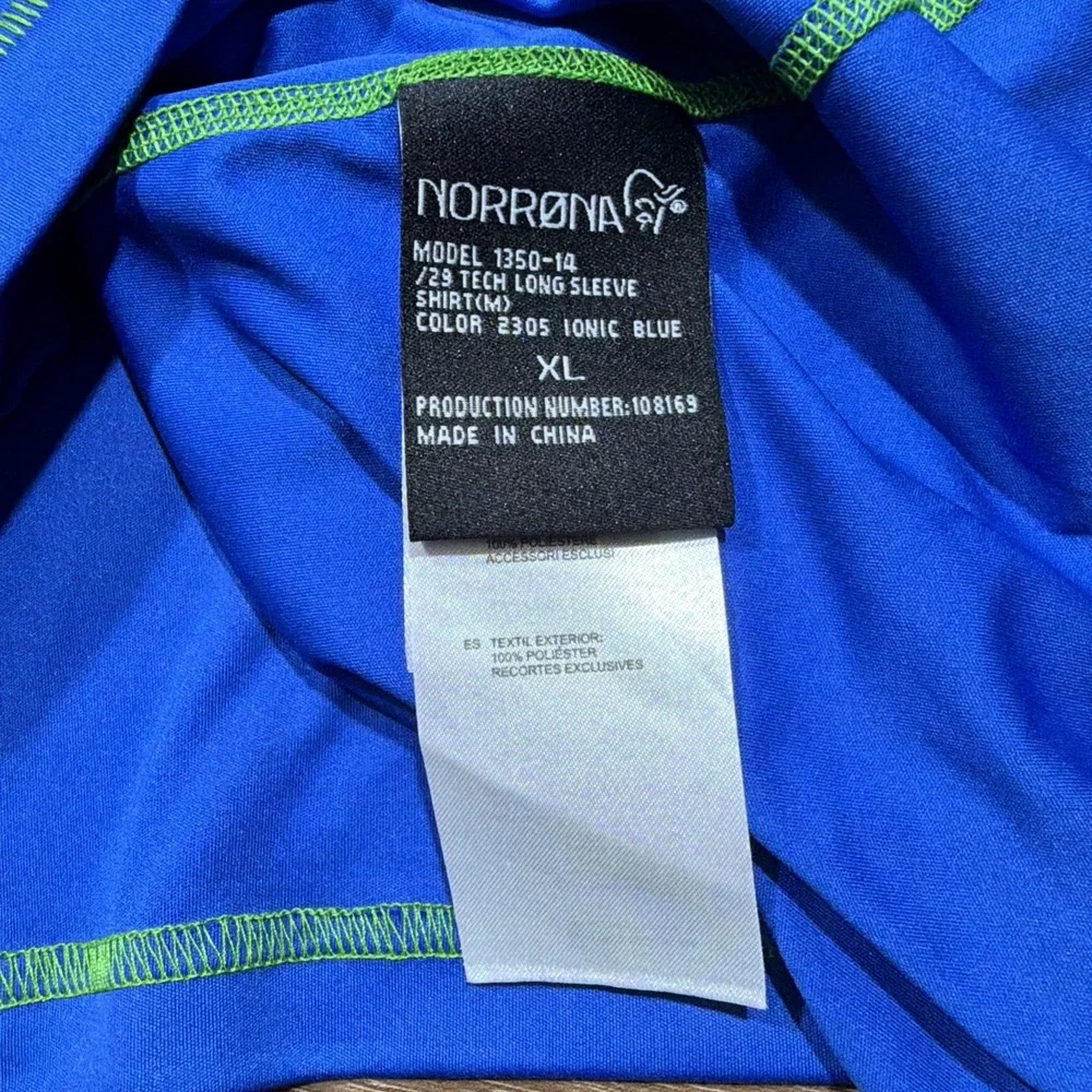 Norrona Men's XL /29 Tech Shirt Long Sleeve Ionic Blue Green White